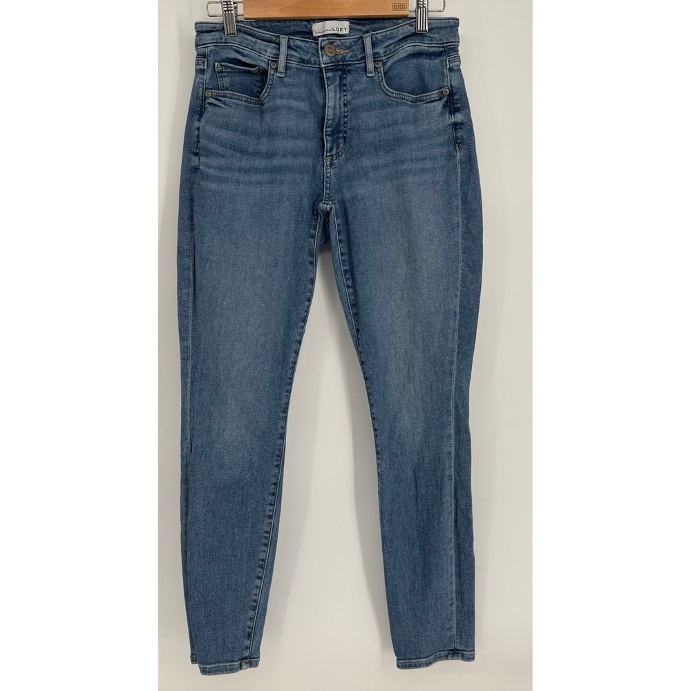 LOFT Curvy Skinny Crop Jeans Womens 27/4 Medium Wash Blue Stretch Denim 36x28